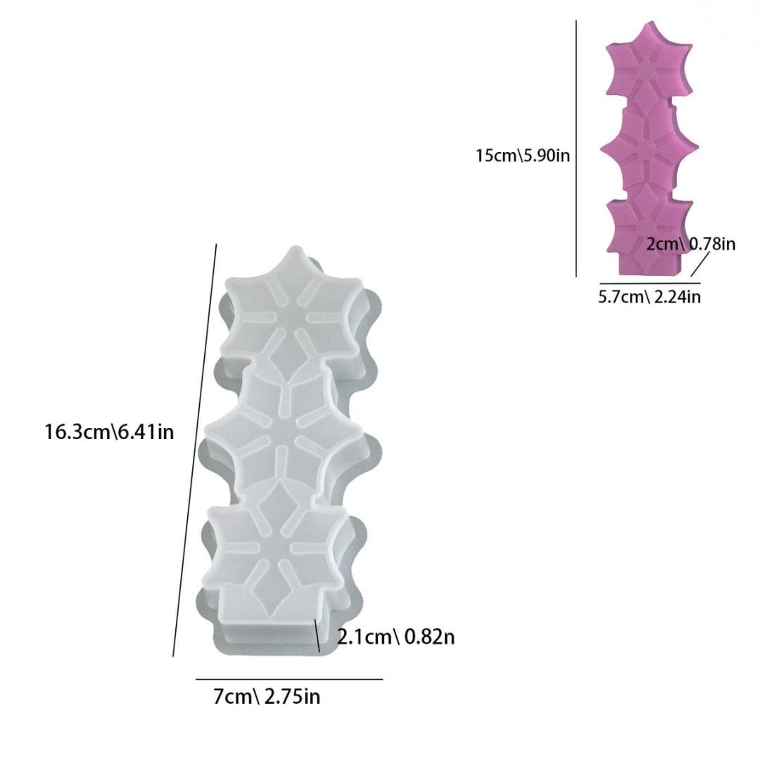 Three-Snowflake Pillar Candle Mold - A