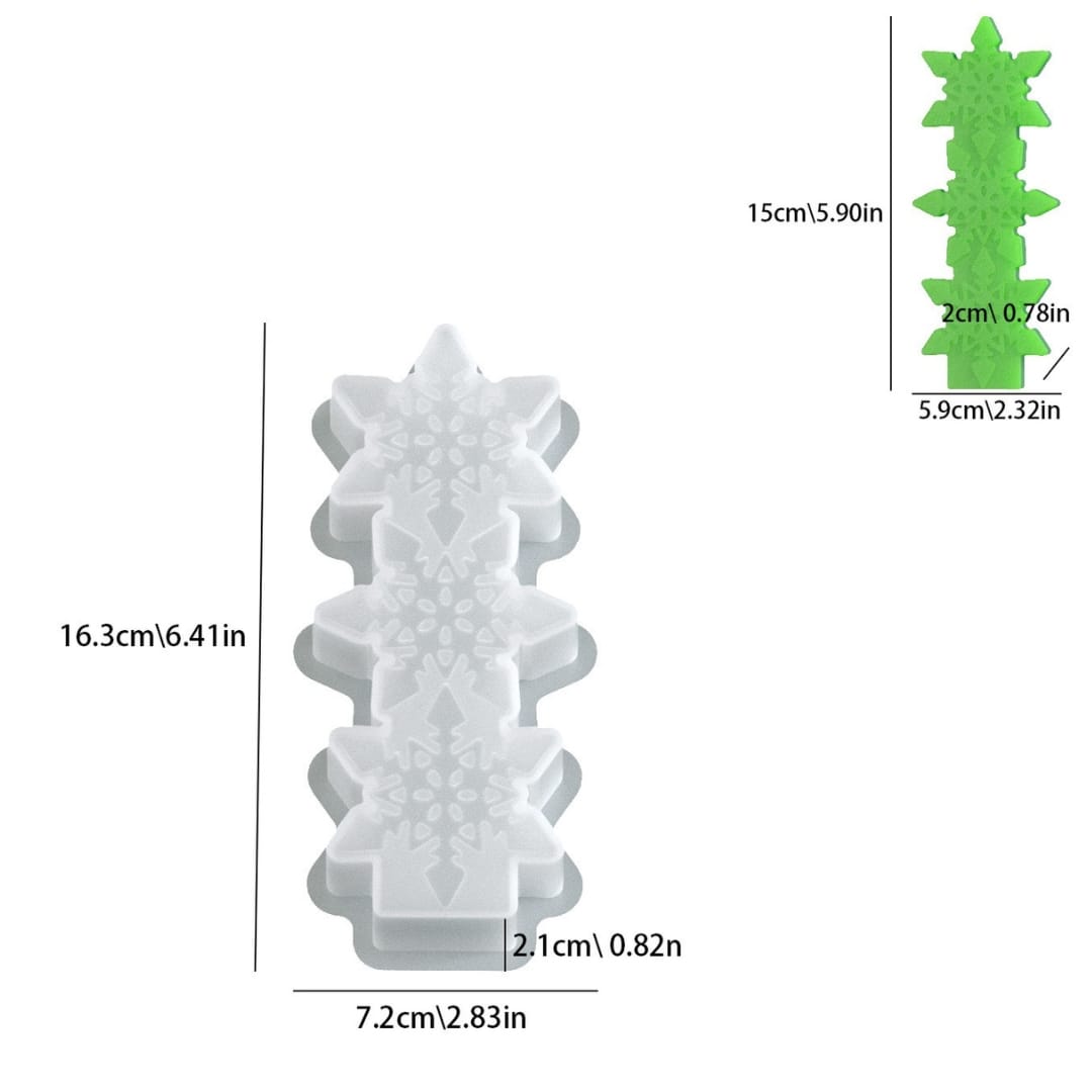 Three-Snowflake Pillar Candle Mold - E