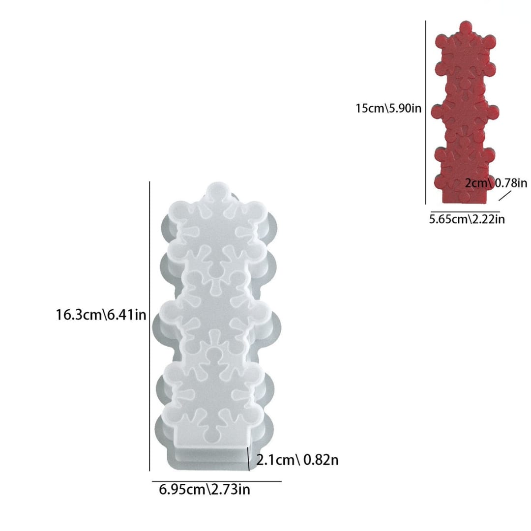 Three-Snowflake Pillar Candle Mold - F