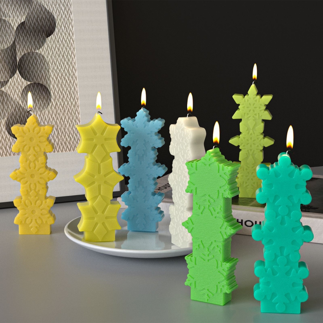 Three-Snowflake Pillar Candle Mold - B - Image 3