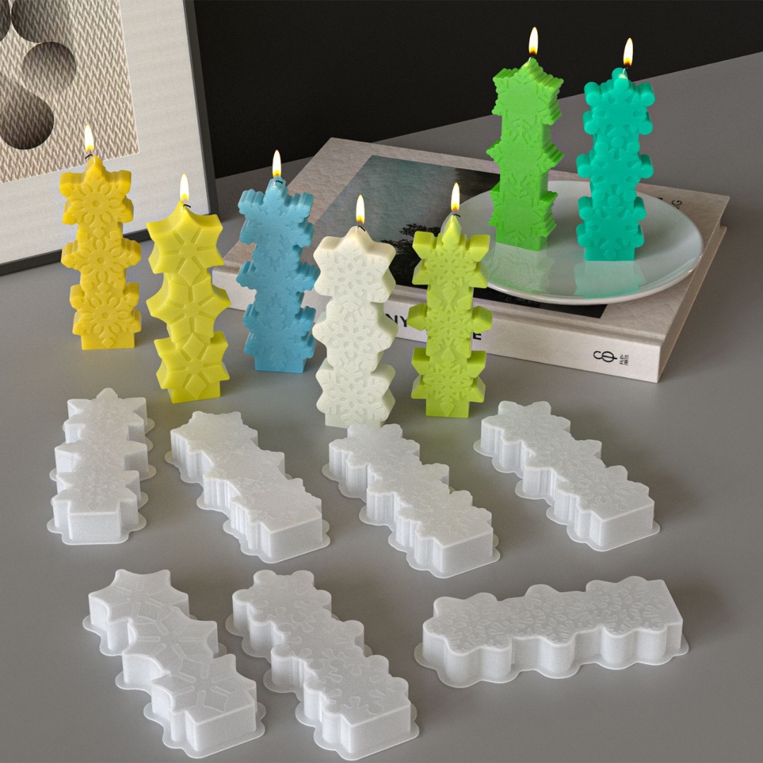 Three-Snowflake Pillar Candle Mold - B - Image 4
