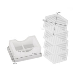 Hexagon Striped Coaster Mold Set of 4 with Stand