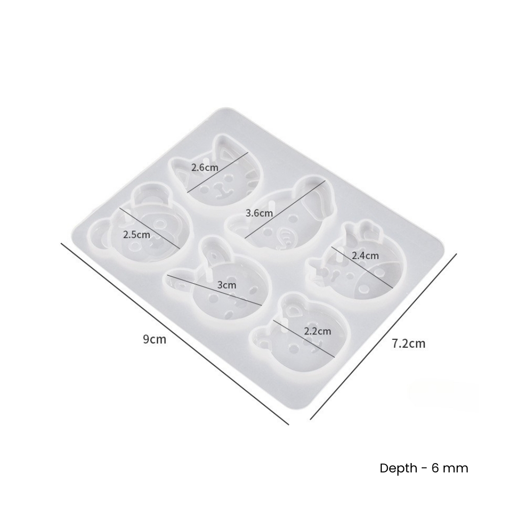 6 Animal Keychain-Pendant Mold