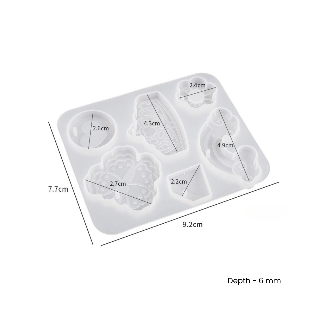 6 Rainbow Diamond Keychain-Pendant Mold