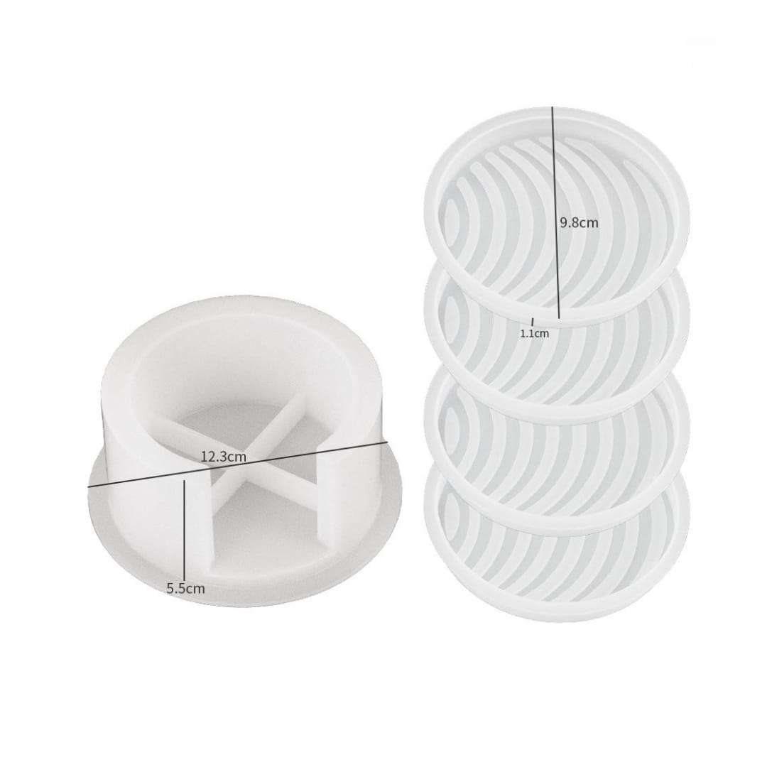 Round Striped Coaster Mold Set of 4 with Stand