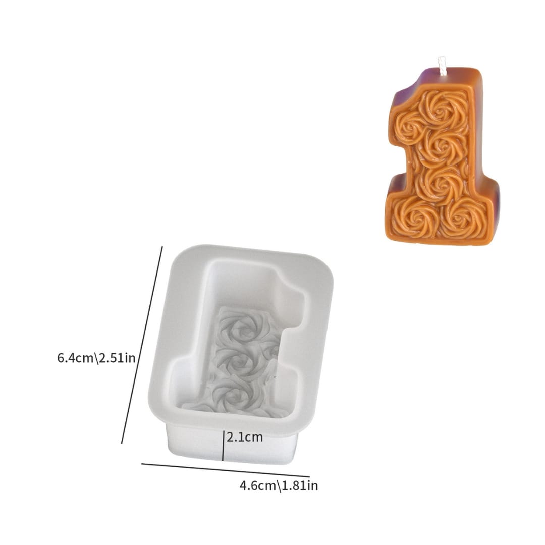 Rose Number Candle Mold - 1
