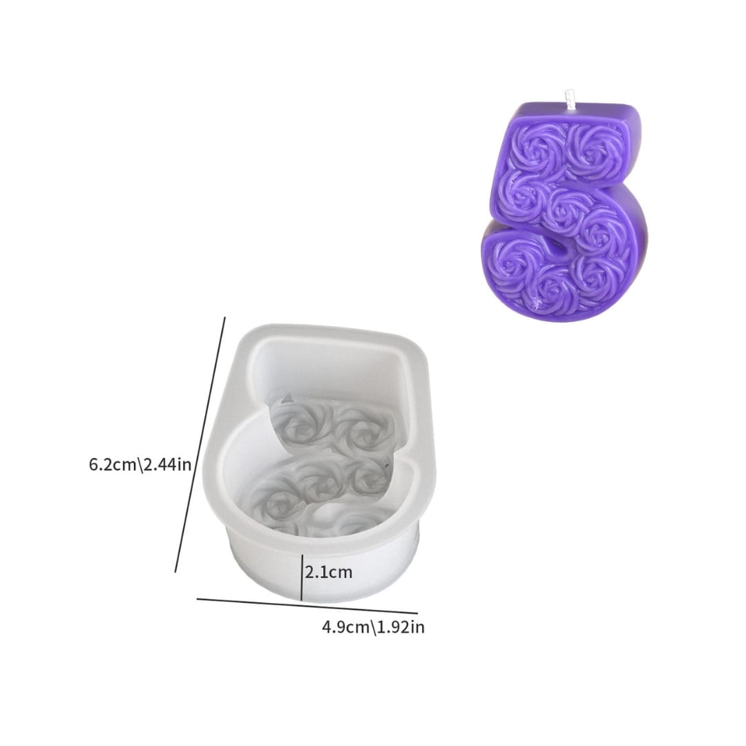 Rose Number Candle Mold - 5