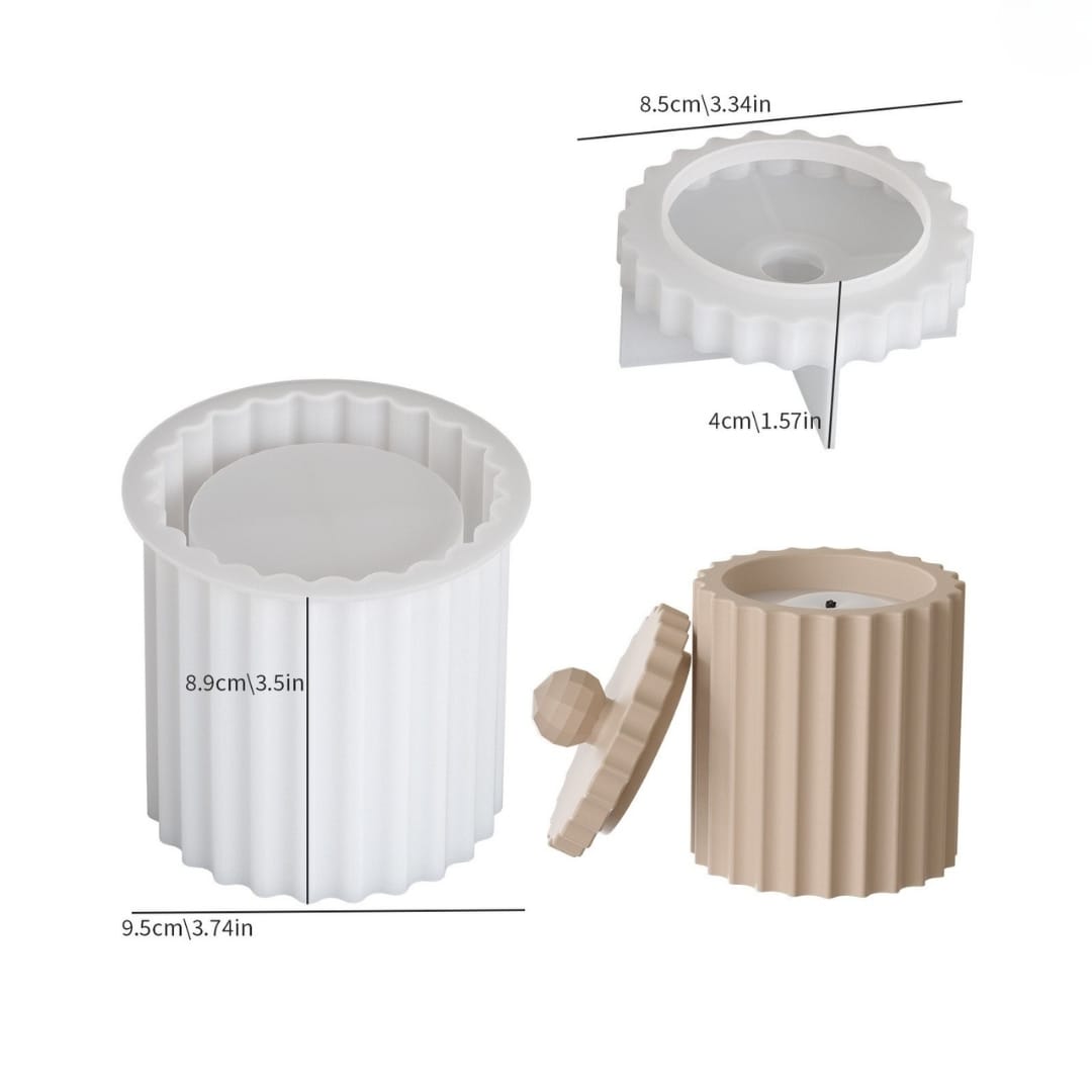 Cylindrical Striped Storage Mold with St