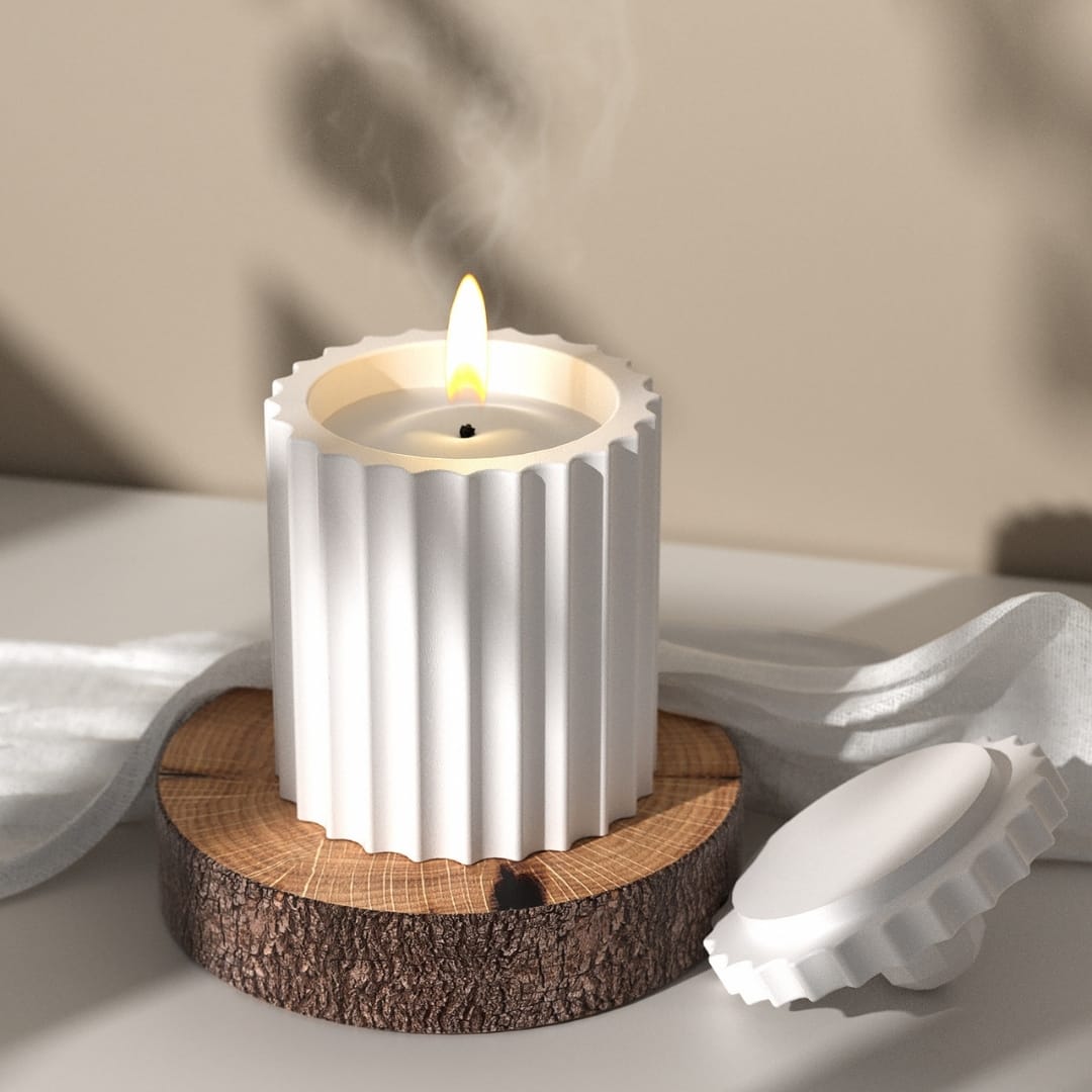 Cylindrical Striped Storage Mold with St - Image 3