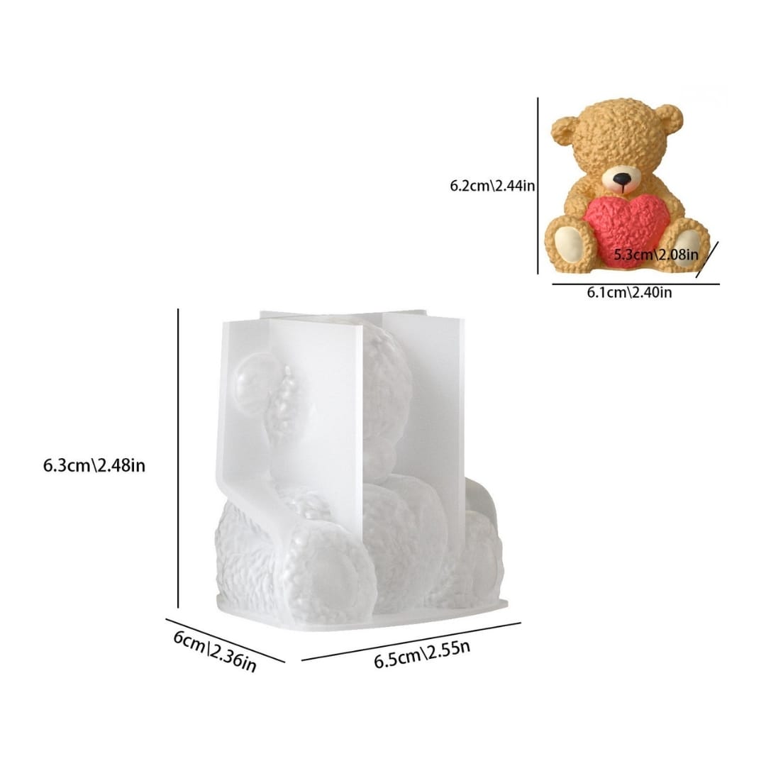 Heart-shaped Bear Candle Mold
