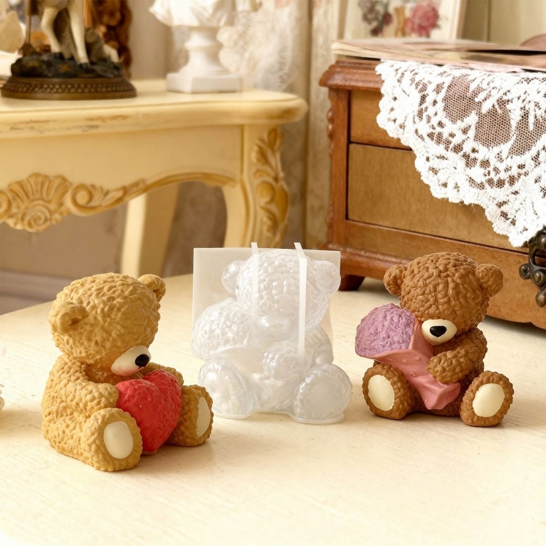 Heart-shaped Bear Candle Mold - Image 3