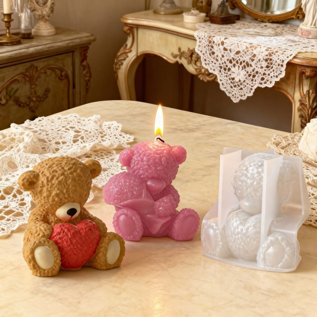 Heart-shaped Bear Candle Mold - Image 7
